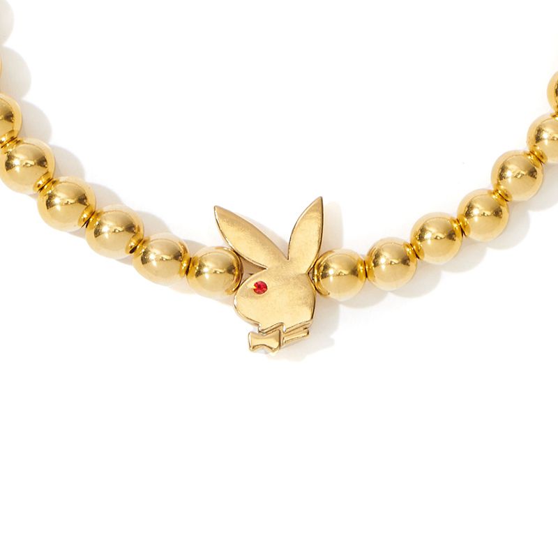 Bijoux Playboy Beaded Bunny Stretch Bracelet Femme Doré | XUPKCYQ-10