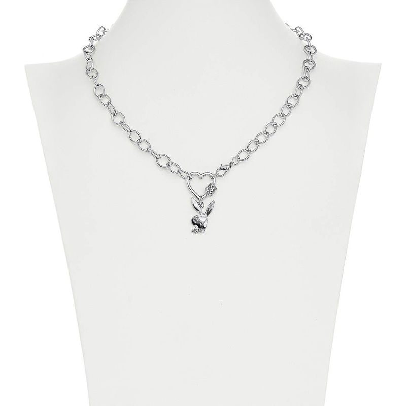 Bijoux Playboy Bunny Heart Chain Necklace Femme Argent | FABPICV-53