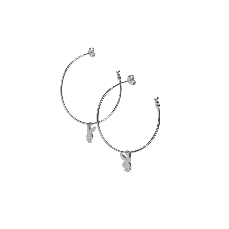 Bijoux Playboy Bunny Hoops Femme Argent | OJWCBRX-13