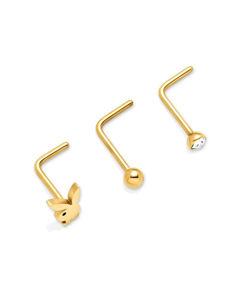 Bijoux Playboy Bunny Nose Studs Femme Doré | KVODPRM-45