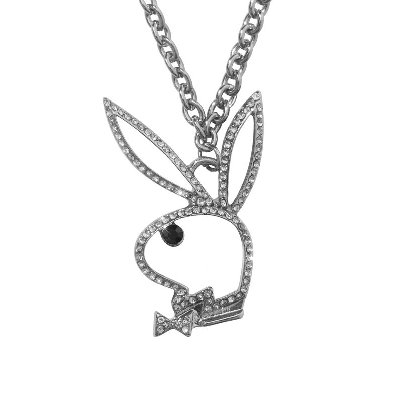 Bijoux Playboy Bunny Outline Necklace Femme Grise | PINEJVU-40