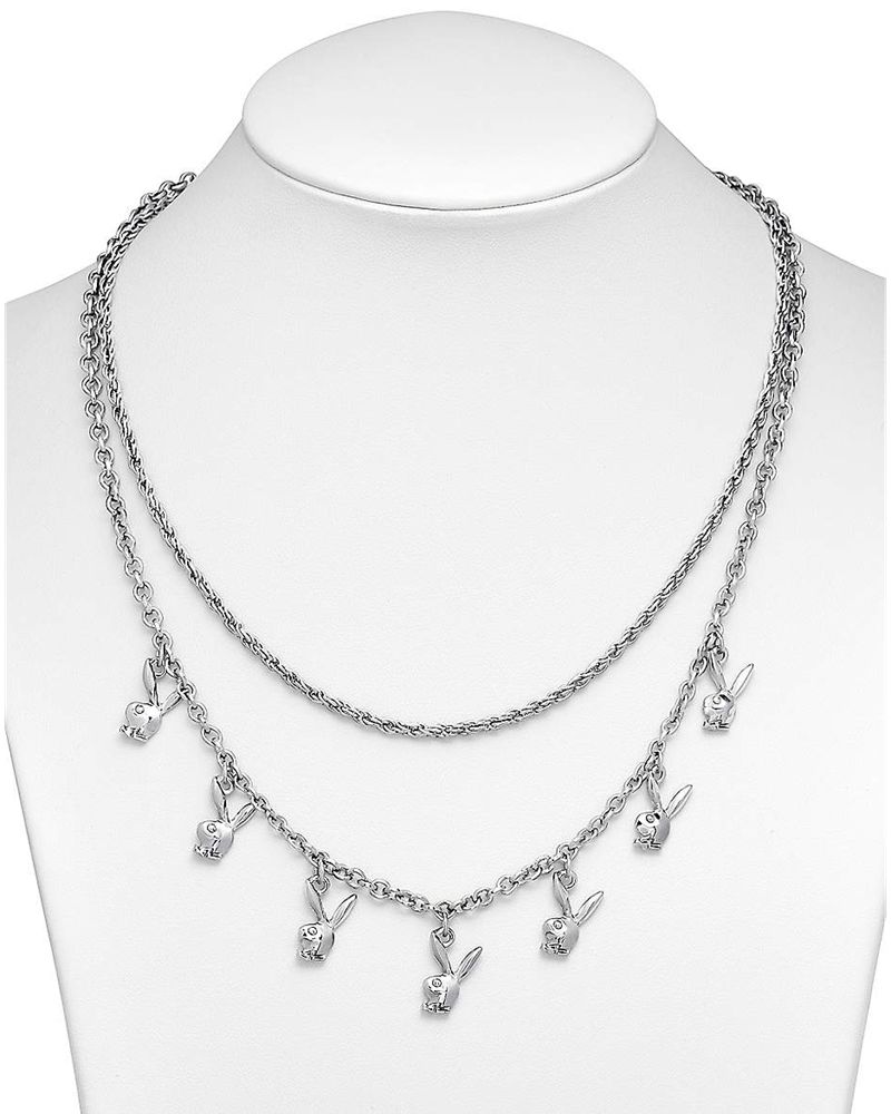 Bijoux Playboy Bunny Stacked Chain Bunny Necklace Femme Argent | DAFVEST-54