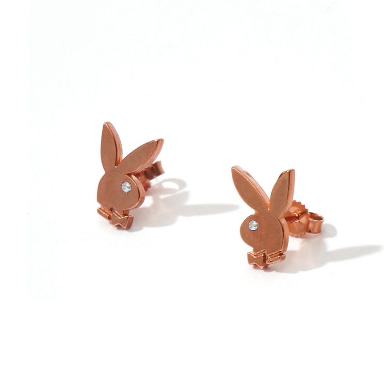 Bijoux Playboy Bunny Stud Earrings Femme Rose Doré | TYKOFZL-01