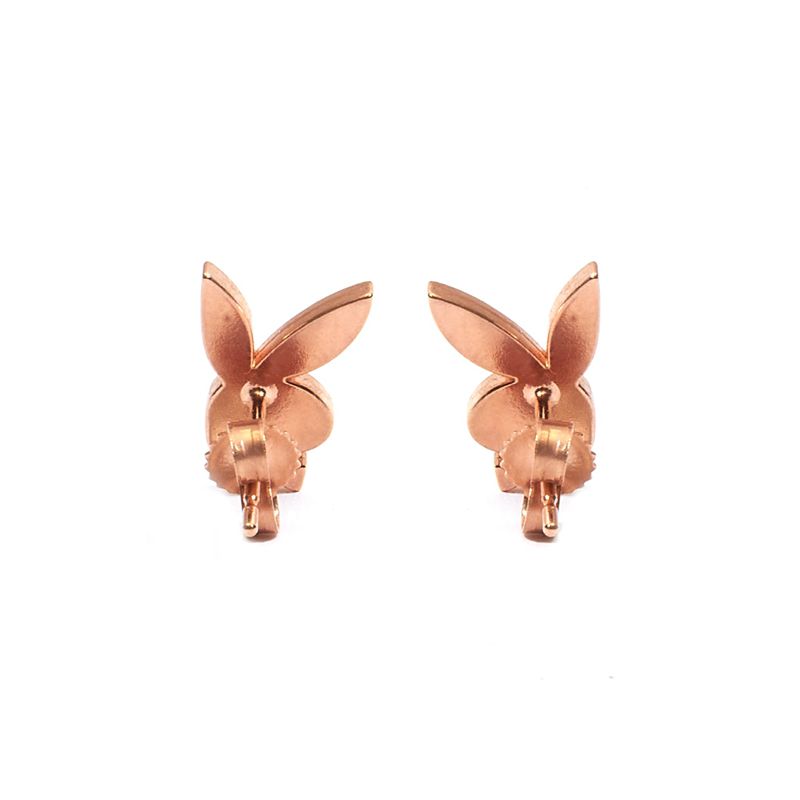 Bijoux Playboy Bunny Stud Earrings Femme Rose Doré | TYKOFZL-01