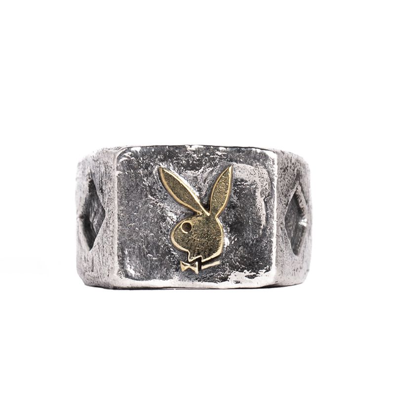 Bijoux Playboy Diamond Side Rabbit Head Ring Homme Metal | OUTLCDR-91