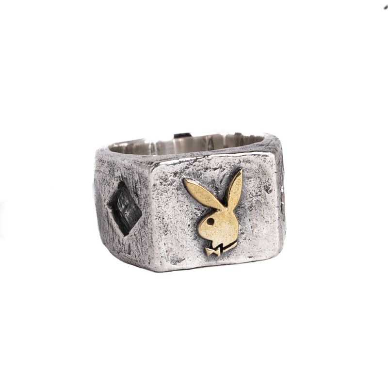 Bijoux Playboy Diamond Side Rabbit Head Ring Homme Metal | OUTLCDR-91