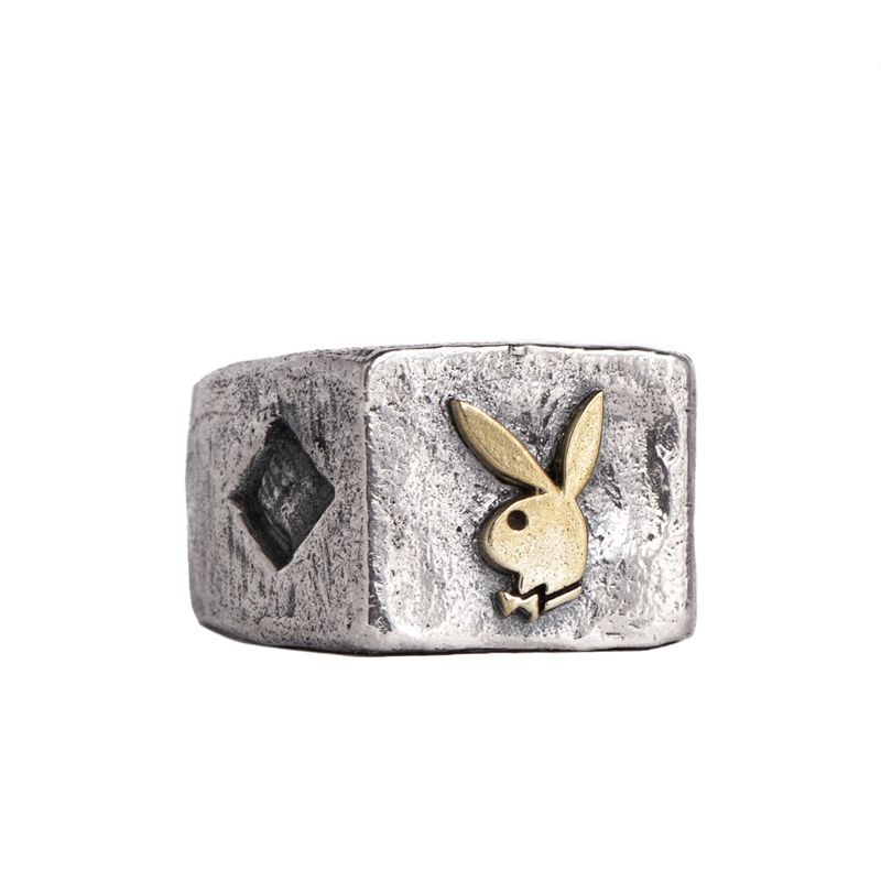 Bijoux Playboy Diamond Side Rabbit Head Ring Homme Metal | OUTLCDR-91