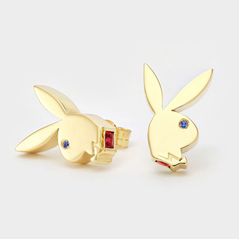 Bijoux Playboy Fancy Bunny Earring Studs Homme Turquoise | LTCENAX-78