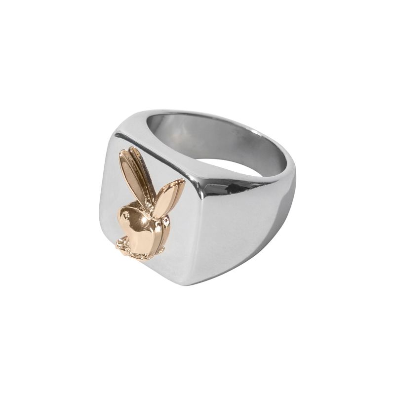 Bijoux Playboy Goldtone Bunny Membership Ring Homme Argent | QUKRHSZ-05