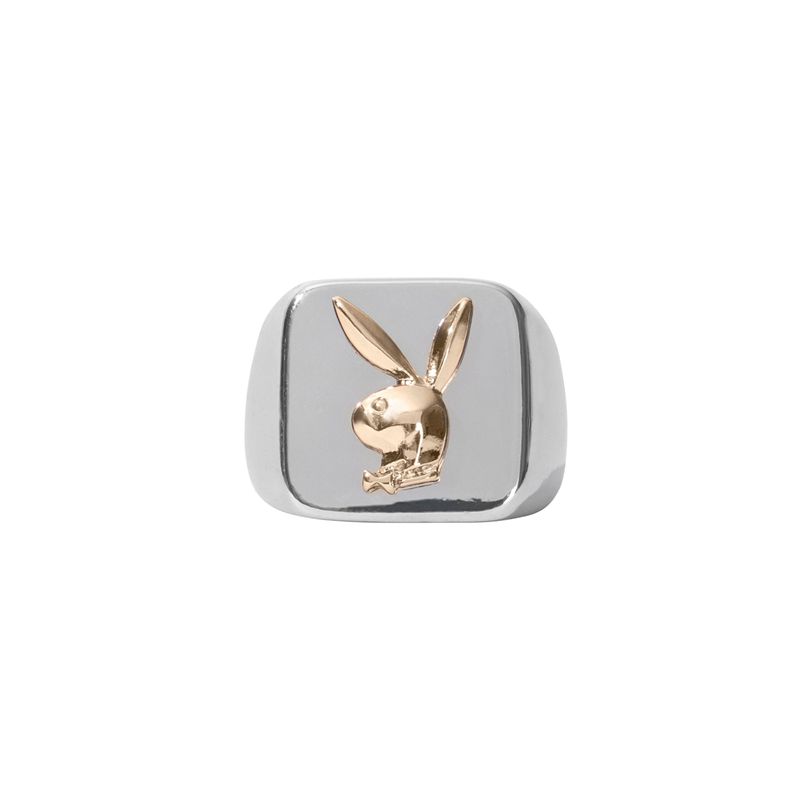 Bijoux Playboy Goldtone Bunny Membership Ring Homme Argent | QUKRHSZ-05