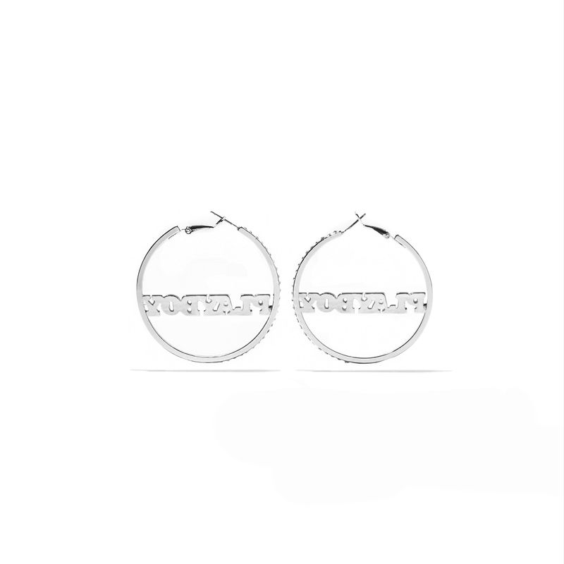 Bijoux Playboy Masthead Nameplate Hoop Earrings Femme Argent | NYARBUW-87