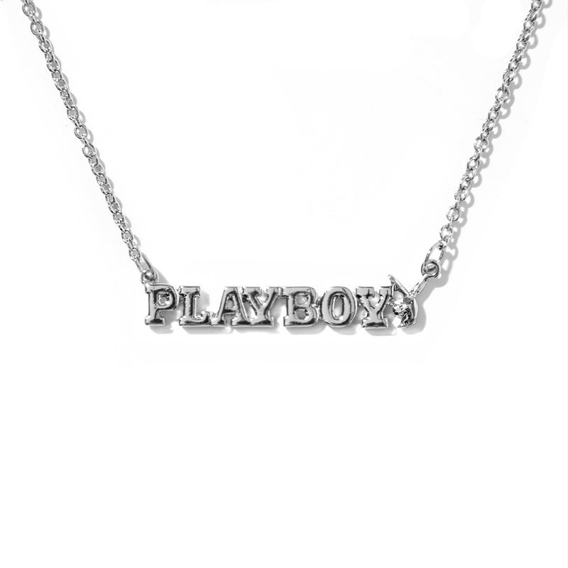 Bijoux Playboy Masthead Nameplate Necklace Femme Argent | IJHXDAS-20