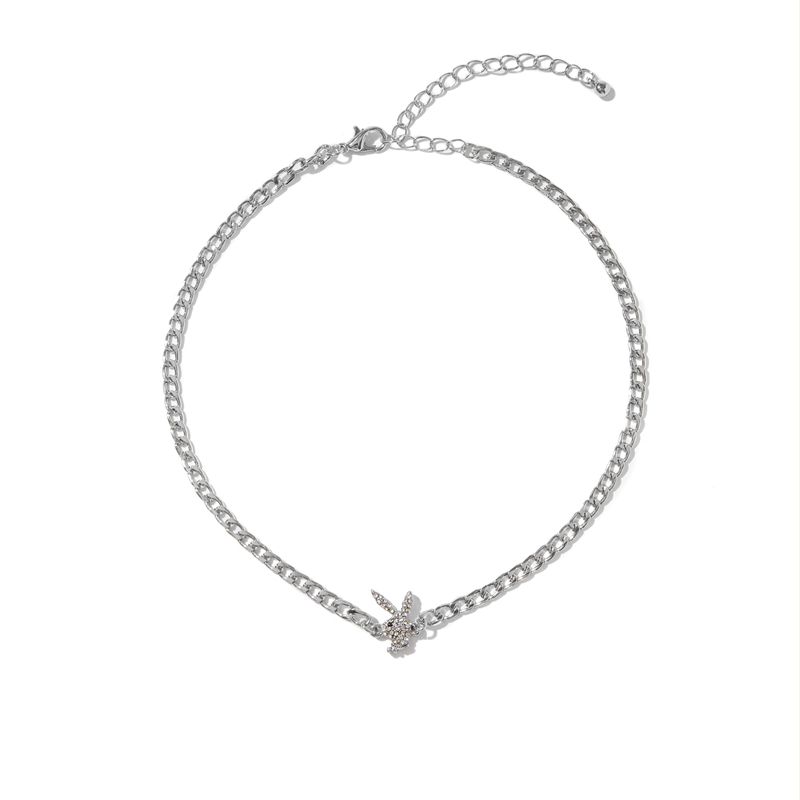 Bijoux Playboy Multi-Chain Rabbit Head Necklace Femme Argent | BXGOUDS-79