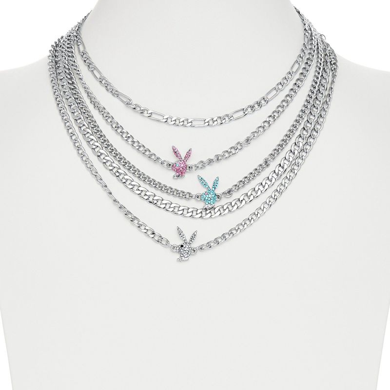 Bijoux Playboy Multi-Chain Rabbit Head Necklace Femme Argent | BXGOUDS-79