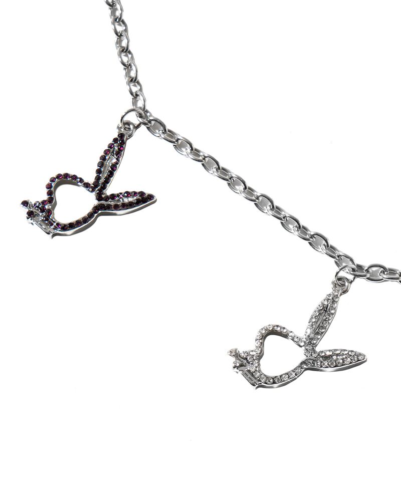 Bijoux Playboy Multi-Rabbit Head Necklace Femme Grise | BIDAYUJ-65