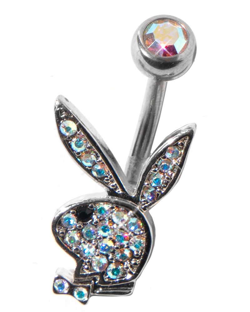 Bijoux Playboy Pave Rabbit Head Belly Ring Femme Argent | ZFKPBXN-49