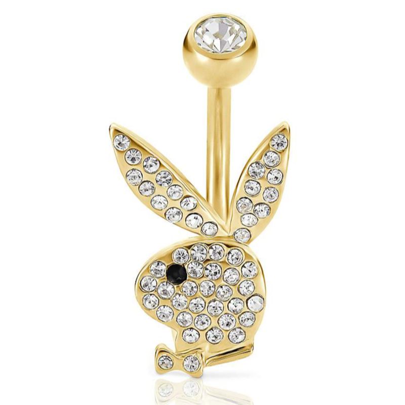 Bijoux Playboy Pave Rabbit Head Belly Ring Femme Argent | ZFKPBXN-49