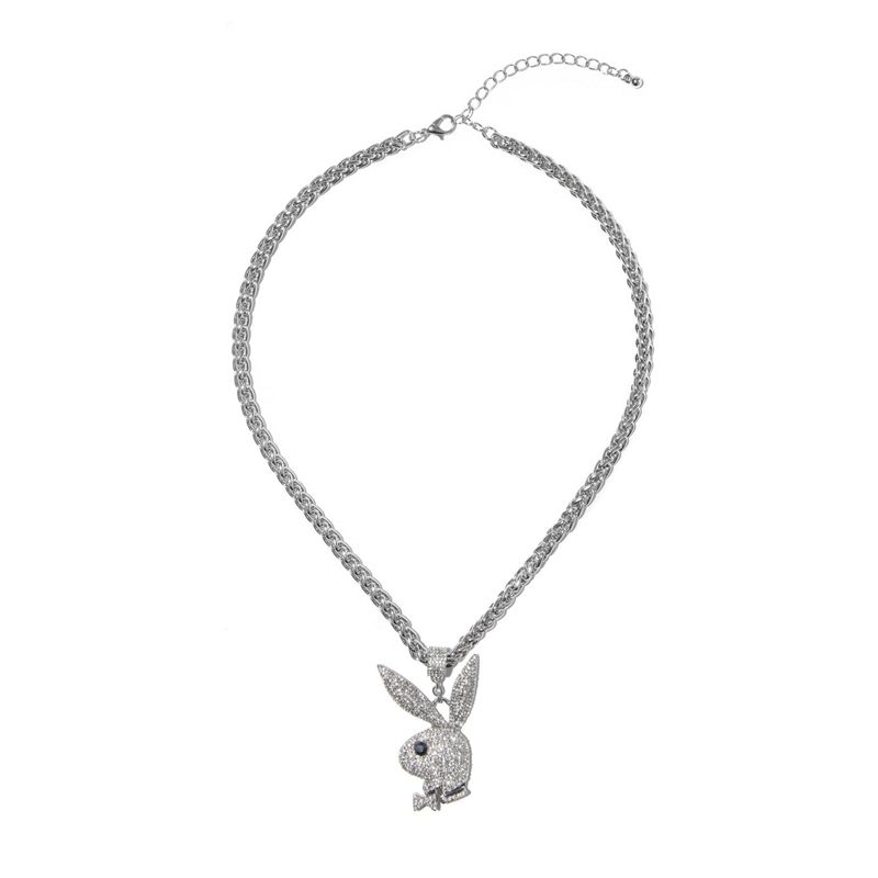 Bijoux Playboy Pave Rabbit Head Chunky Necklace Homme Argent | JYBSCHG-53