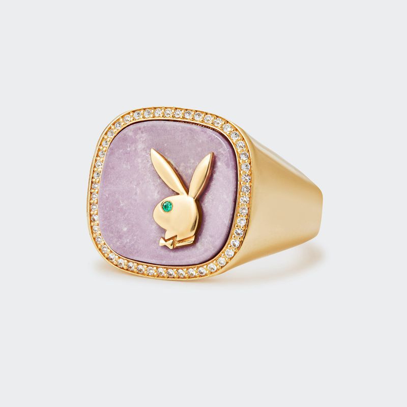 Bijoux Playboy Phosphosiderite Membership Ring 2 Homme Doré Rose | PWBMHZF-35