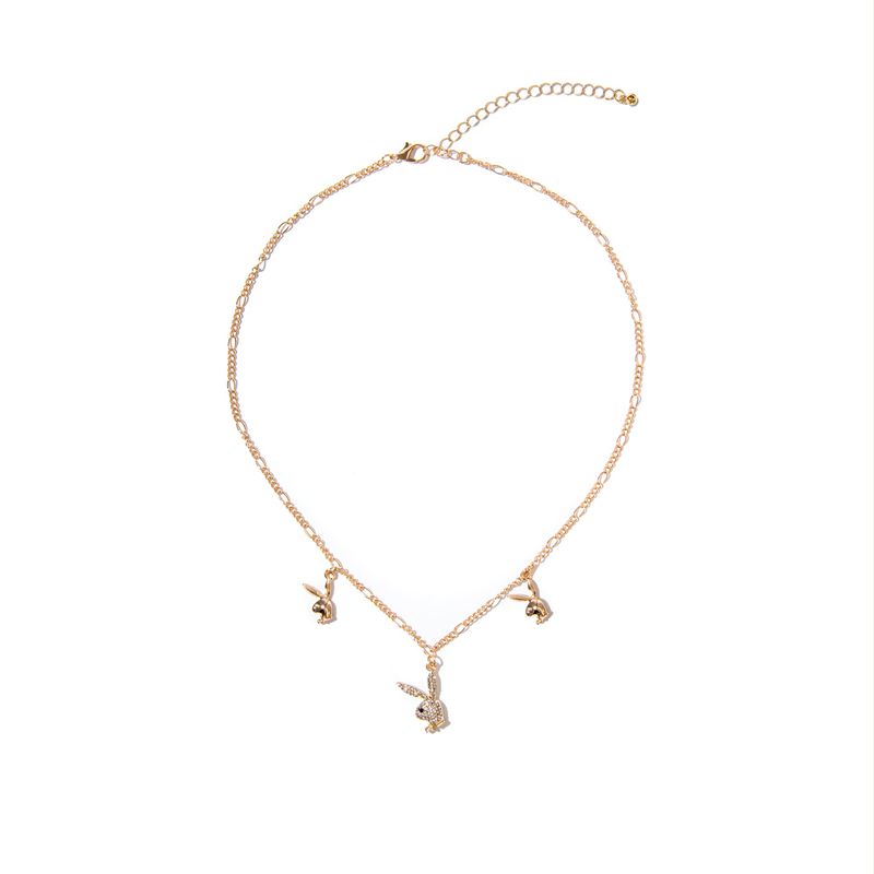 Bijoux Playboy Rabbit Head Dangle Necklace Femme Doré | HXNCJDW-43