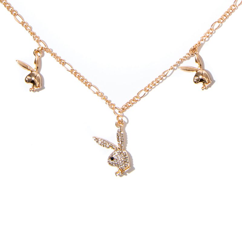 Bijoux Playboy Rabbit Head Dangle Necklace Femme Doré | HXNCJDW-43