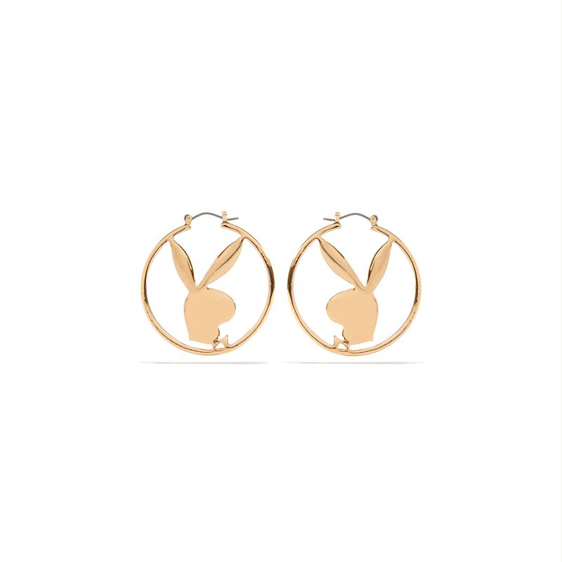 Bijoux Playboy Rabbit Head Hoop Earrings Femme Argent | HSYPBNR-13