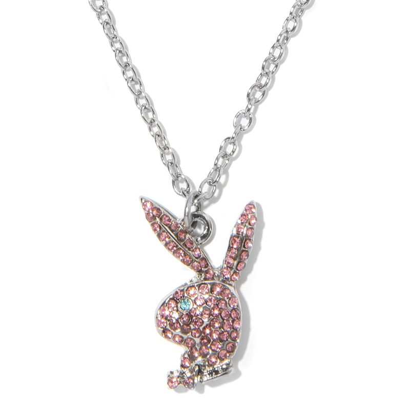 Bijoux Playboy Rabbit Head Pave Necklace Femme Argent | CKSGFNH-59