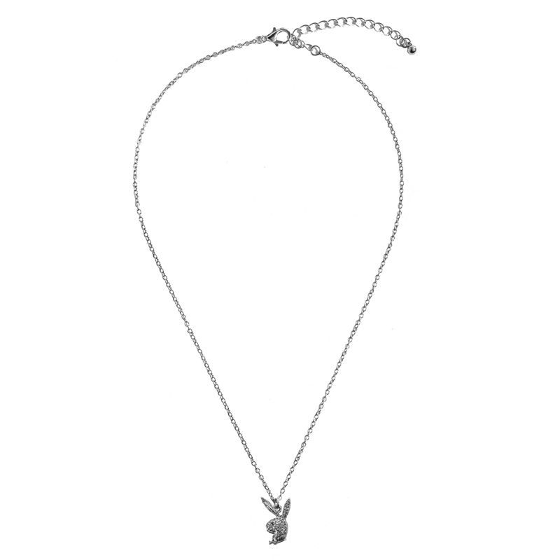 Bijoux Playboy Rabbit Head Pave Necklace Femme Argent | CKSGFNH-59