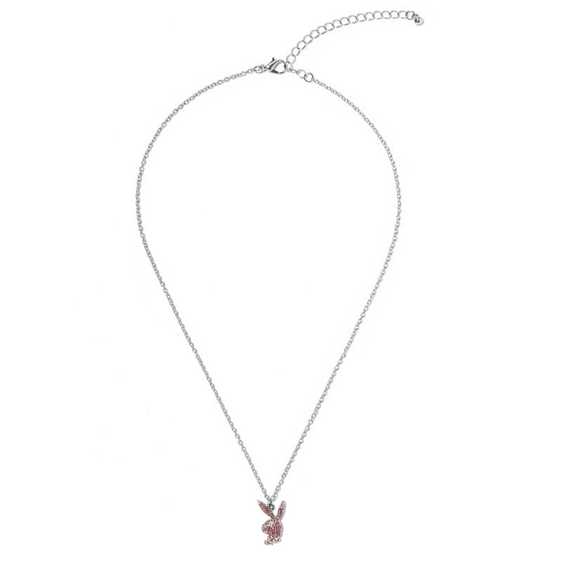 Bijoux Playboy Rabbit Head Pave Necklace Femme Argent | CKSGFNH-59