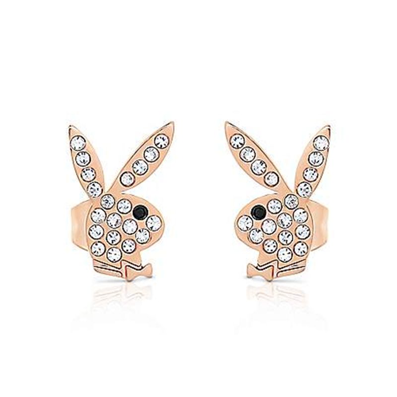 Bijoux Playboy Rabbit Head Pave Stud Earrings Femme Doré | HFIKBZJ-85