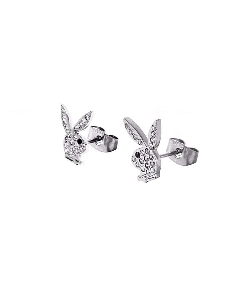 Bijoux Playboy Rabbit Head Pave Stud Earrings Femme Doré | HFIKBZJ-85