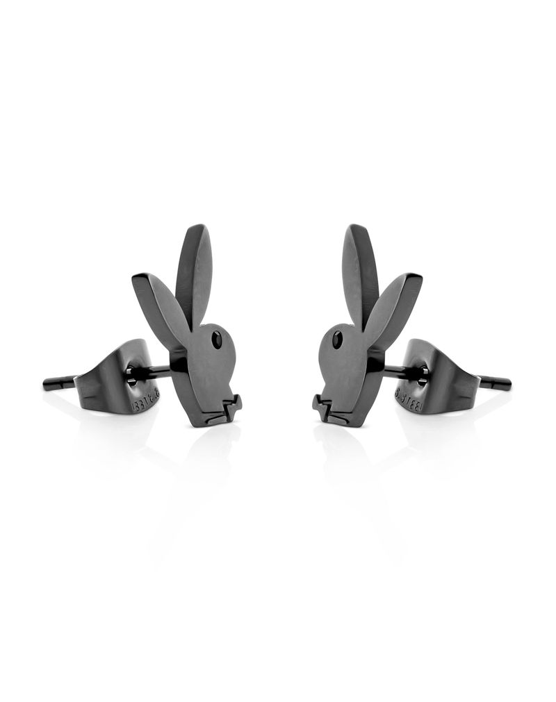 Bijoux Playboy Rabbit Head Stud Earrings Femme Noir | LEOYKMT-42