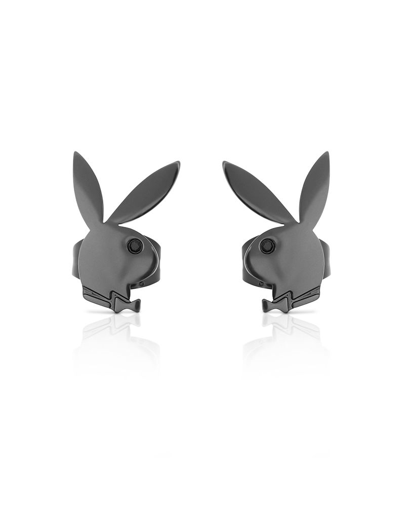 Bijoux Playboy Rabbit Head Stud Earrings Femme Noir | LEOYKMT-42