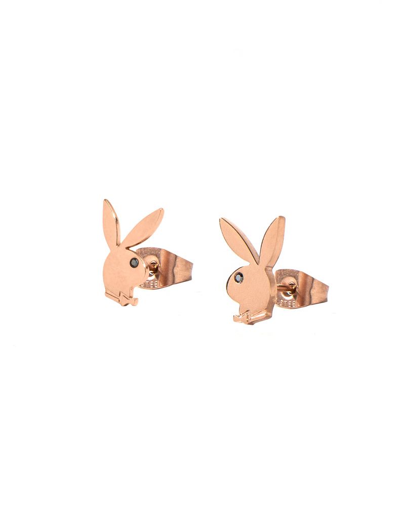 Bijoux Playboy Rabbit Head Stud Earrings Femme Argent | SKHLTQZ-03