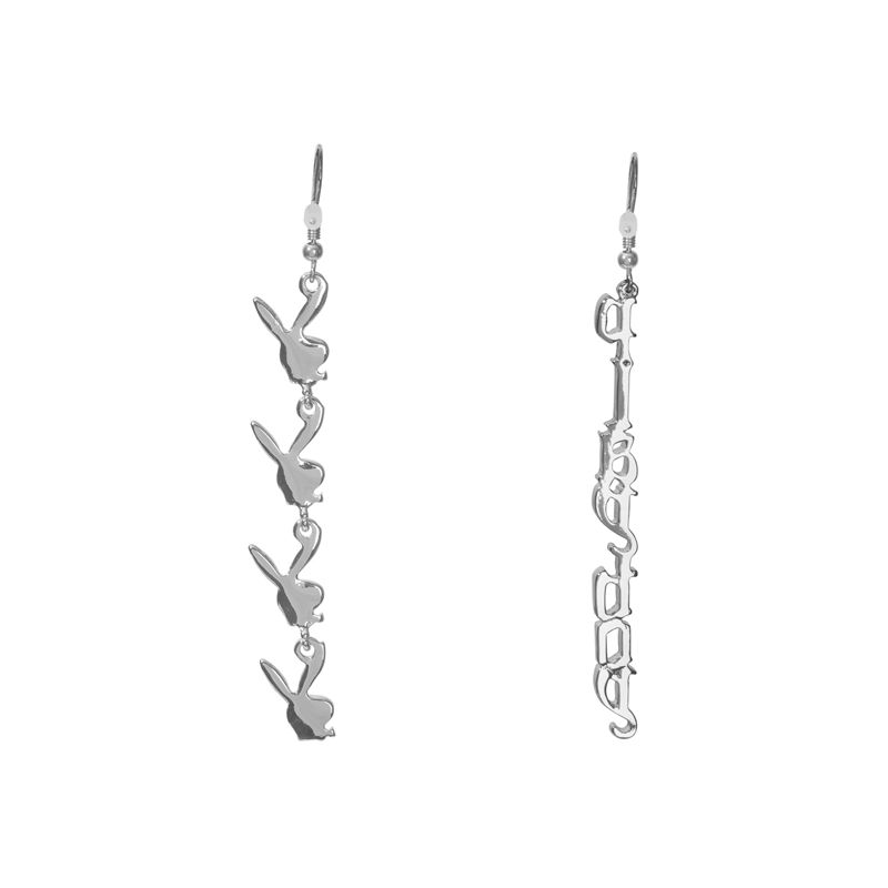 Bijoux Playboy Repeating Rabbit Head & Masthead Dangle Earring Femme Argent | CXFTWNJ-83