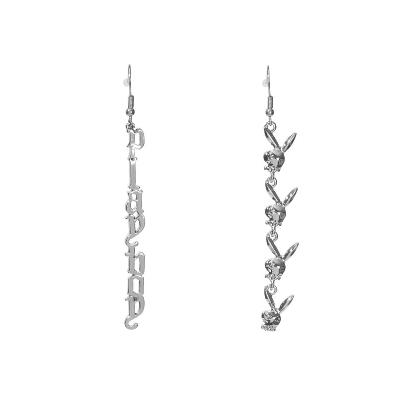 Bijoux Playboy Repeating Rabbit Head & Masthead Dangle Earring Femme Argent | CXFTWNJ-83