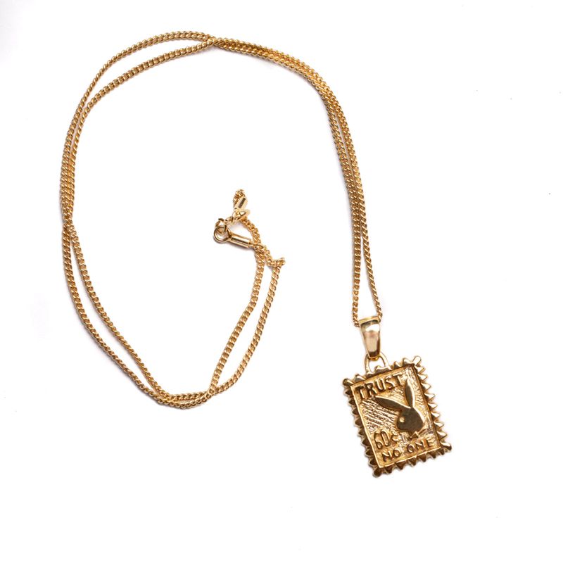 Bijoux Playboy Trust No One Necklace Homme Doré | RMHESIB-95