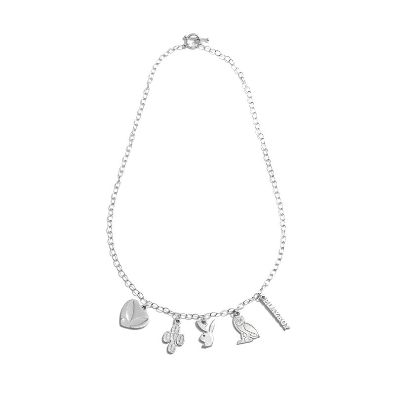 Bijoux Playboy X Ovo Charm Necklace Homme Argent | RUMLXCK-08