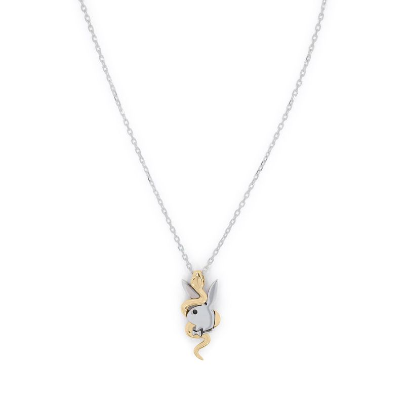 Bijoux Playboy X The Great Frog Entwined Pendant On Chain Homme Argent Doré | PCXBDGQ-49