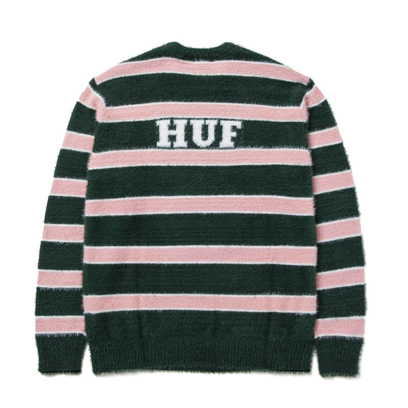 Chandails Playboy X Huf Faux Mohair Striped Homme Noir Rose Blanche | QCPAFLV-70