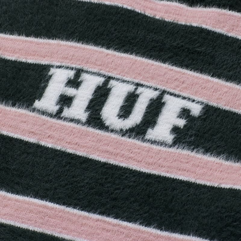 Chandails Playboy X Huf Faux Mohair Striped Homme Noir Rose Blanche | QCPAFLV-70