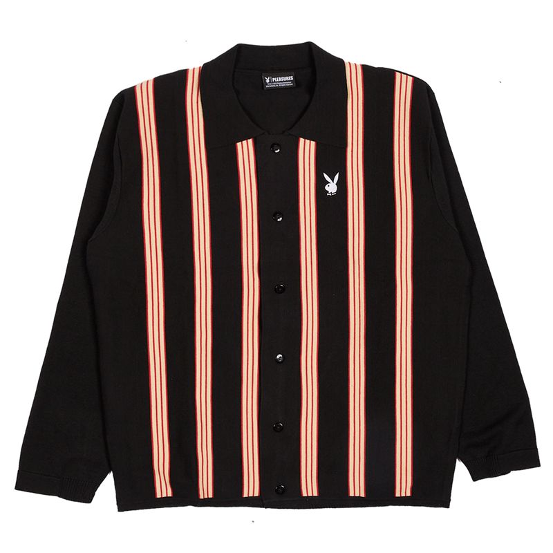 Chandails Playboy X Pleasures Club Woven Cardigan Homme Noir Orange | RGKZCXO-10