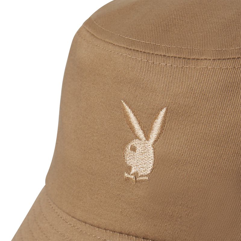 Chapeaux Playboy Brown Embroidered Bucket Homme Marron | OUCYNFL-31