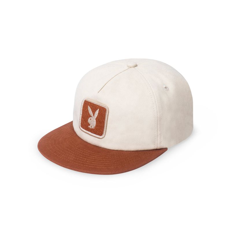 Chapeaux Playboy Camp Homme Blanche Marron | TGNDHSM-17