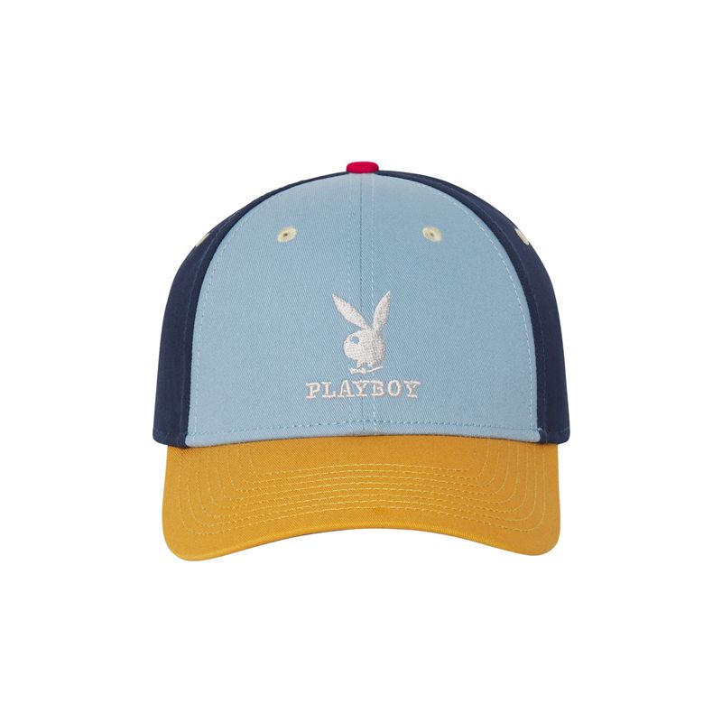 Chapeaux Playboy Colorblock Snapback Homme Bleu | DQVSCPR-23