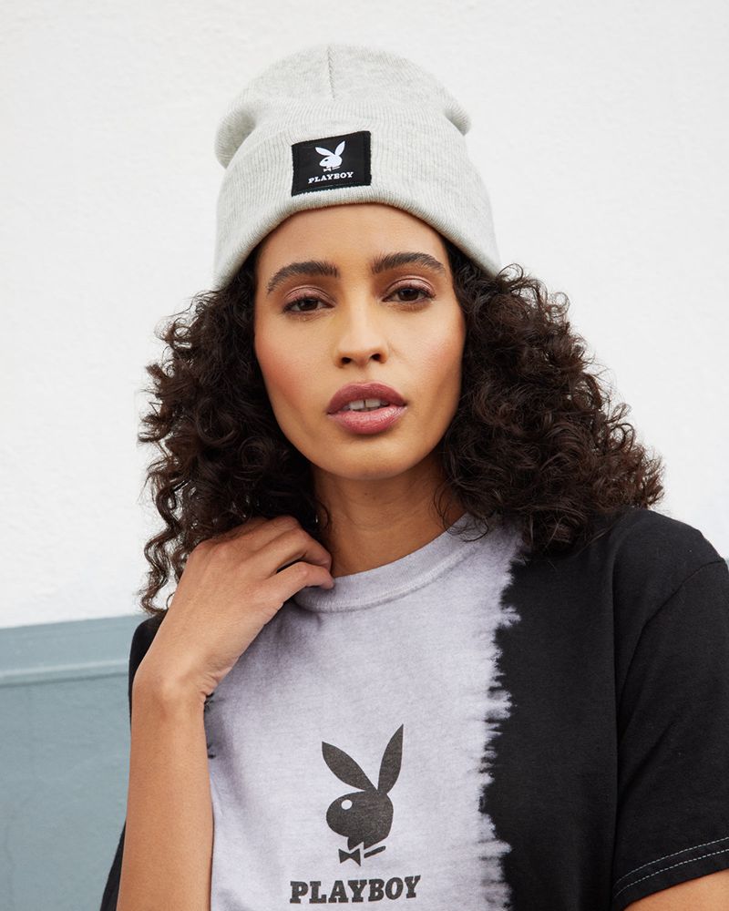 Chapeaux Playboy Knit Beanie With Logo Patch Femme Vert | OPVXAGB-46