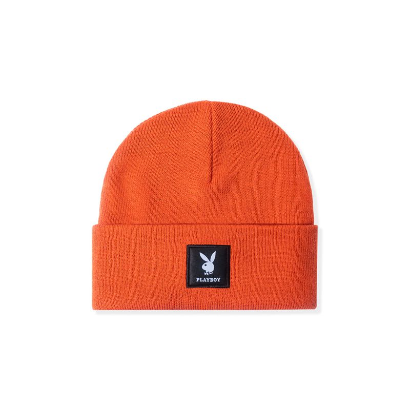 Chapeaux Playboy Knit Beanie With Logo Patch Femme Vert | OPVXAGB-46