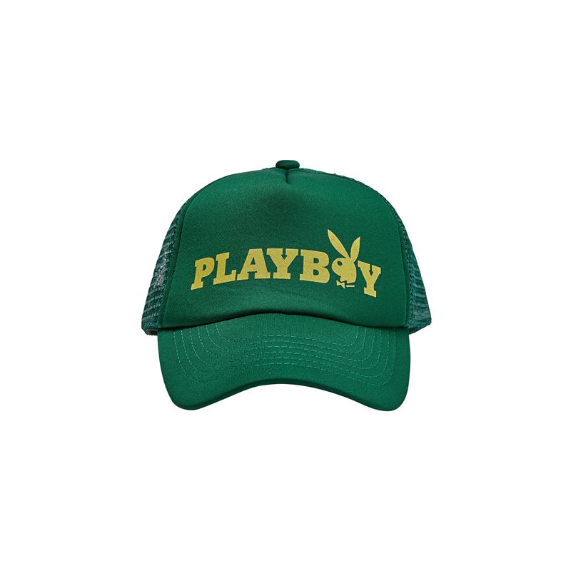 Chapeaux Playboy Masthead Trucker Femme Vert Jaune | ZERNVSA-61