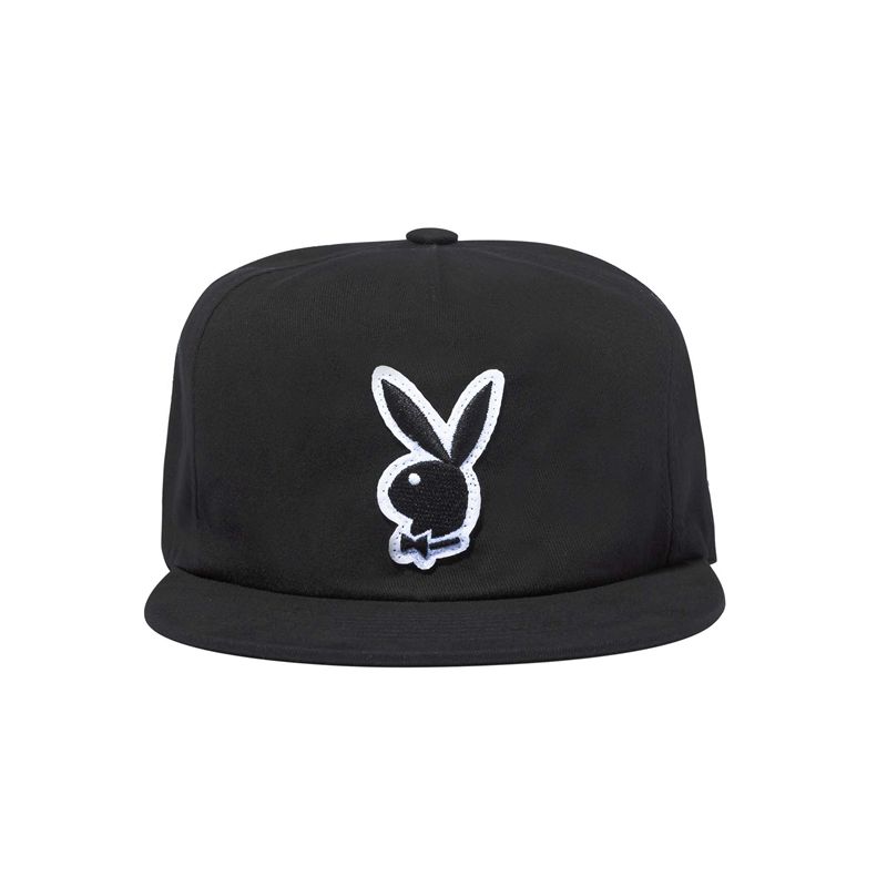 Chapeaux Playboy Rabbit Head Boucle Patch Field Homme Noir | VRMUOHF-30