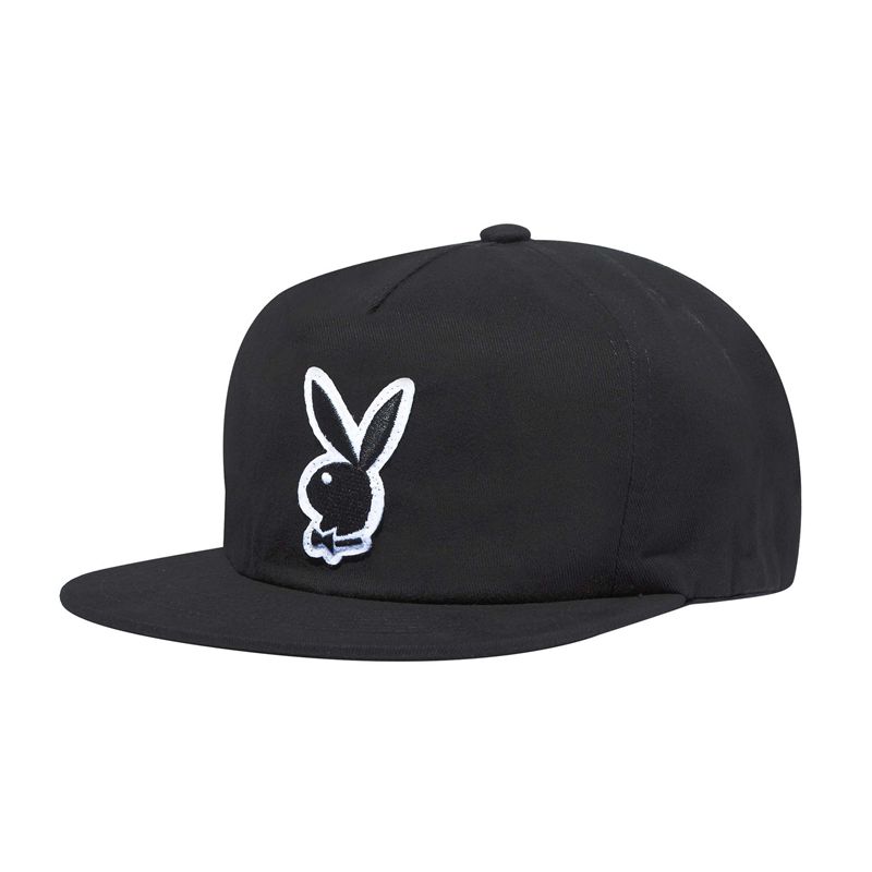 Chapeaux Playboy Rabbit Head Boucle Patch Field Homme Noir | VRMUOHF-30